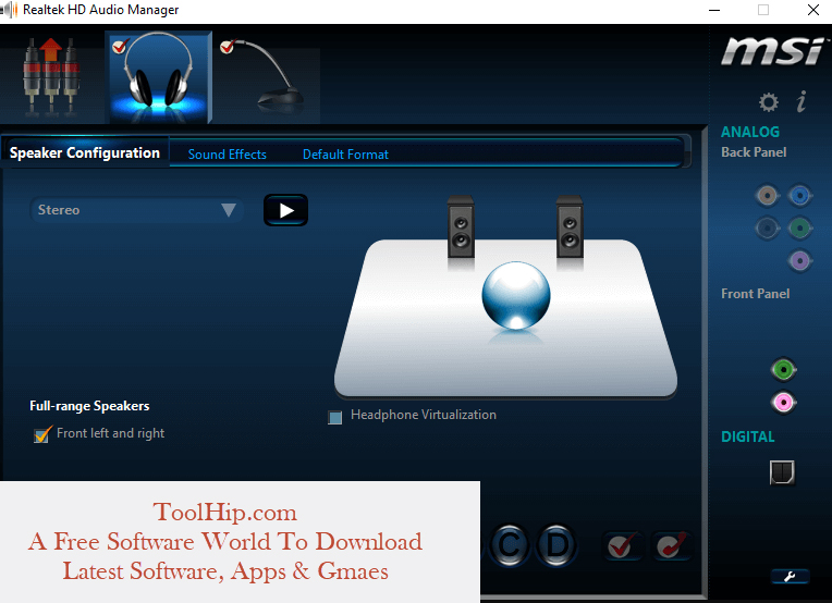 Realtek HD Audio Manager Free Download