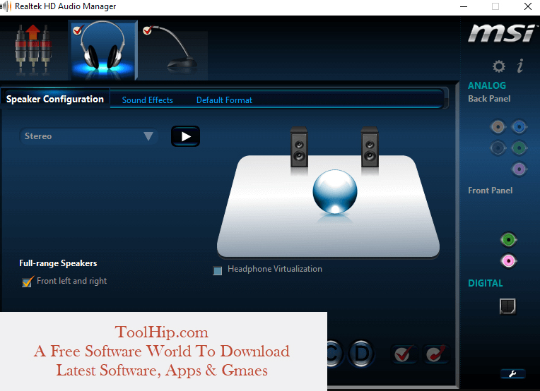 Realtek HD Audio Manager Free Download